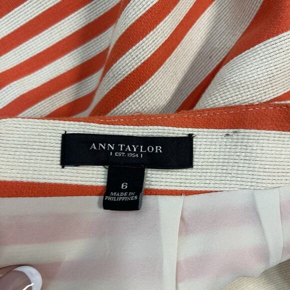 Ann Taylor Skirt size 6 Yellow Orange Tan Striped Tweed Straight Knee Casual - Picture 7 of 7